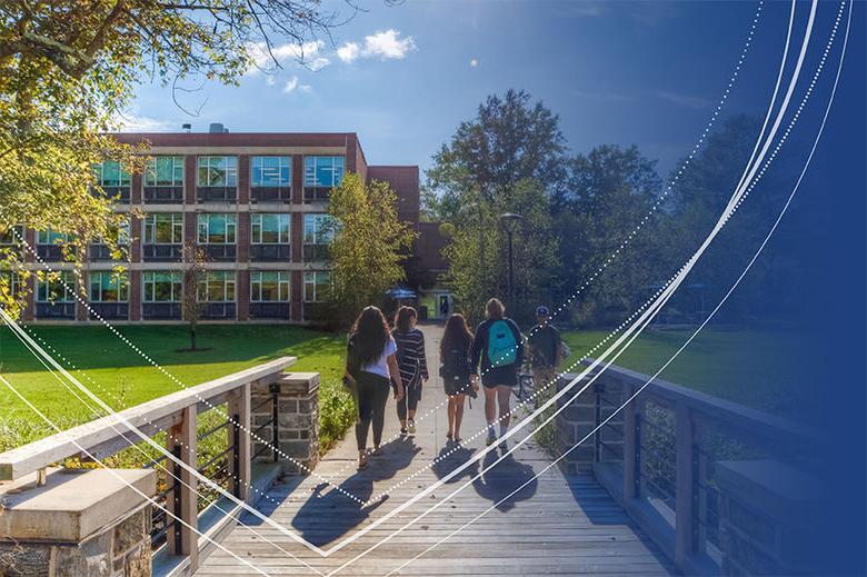 Students walking toward the Main Building